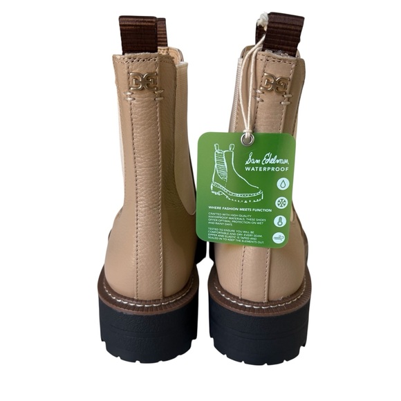 Sam Edelman Women's Laguna Chelsea Waterproof Boot Shoes Sesame Leather 7 NWT - Picture 2 of 9